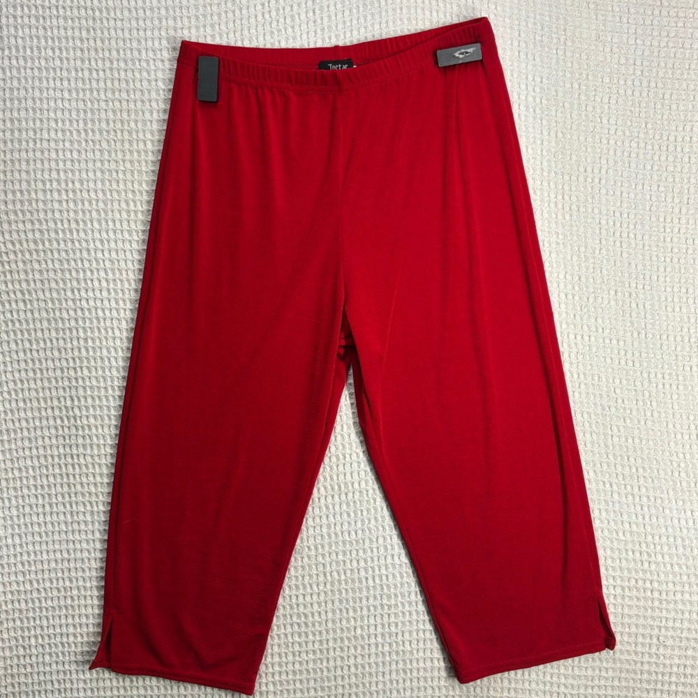 Casual Womens Jostar Slinky Knit Cropped Pants L Red